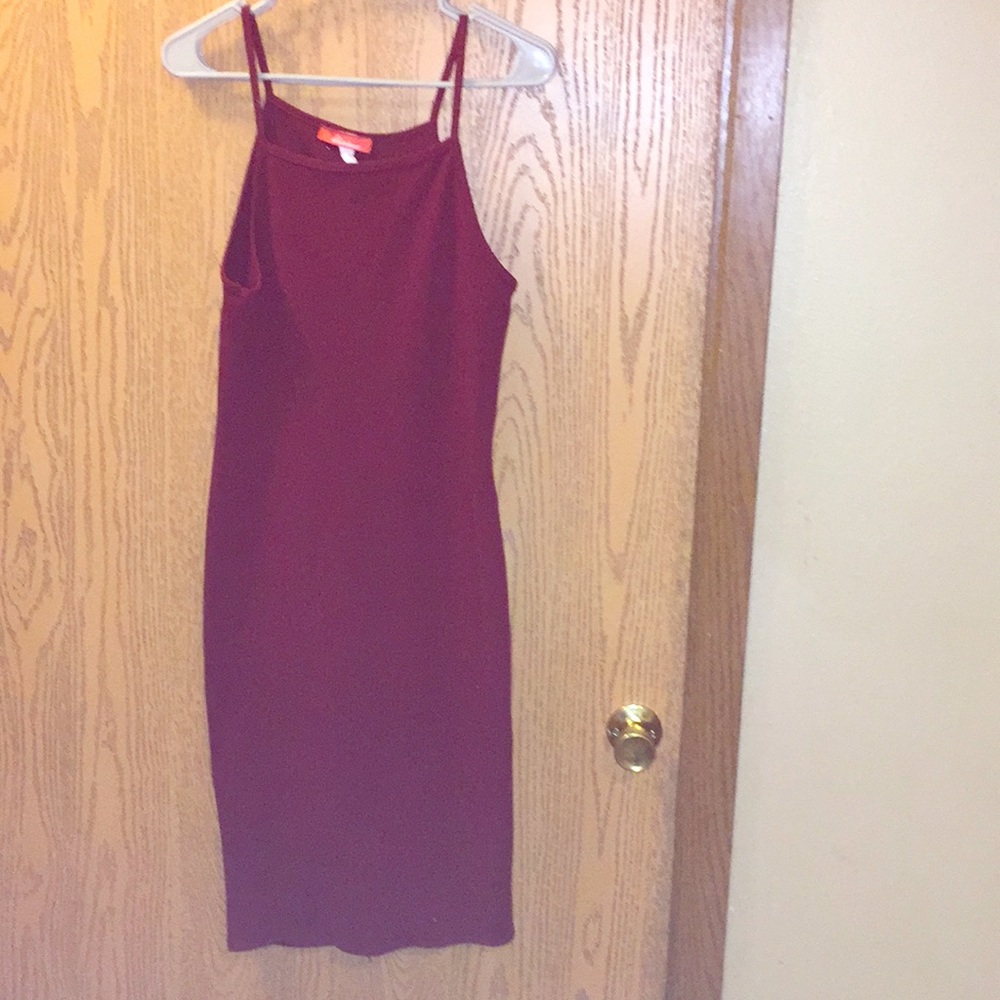 Burgundy Fitted Maxi Dress